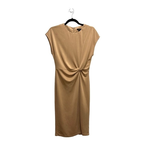 HALOGEN Twist Front Sheath Dress Camel Size XS - Picture 3 of 7